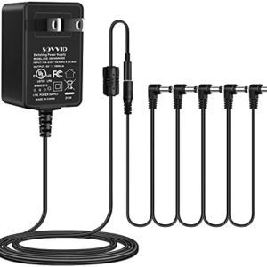 Sovvid Guitar Pedal Power Supply - DC 9V Power Supply for Guitar Pedals 1A (1000mA) with Cable Negative 5 Way Daisy Chain Cord Tip for Guitar Effect Pedals and More Devices 5 Free Rubber Caps