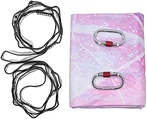 PRIOR FITNESS 5M Aerial Yoga Hammock Yoga Swing Set Premium Nylon Aerial Silk Fabric Yoga Strap Accessory with Carabiner, Daisy Chain for Bodybuilding,Workout, Indoor, Outdoor Rainbow - Image 5