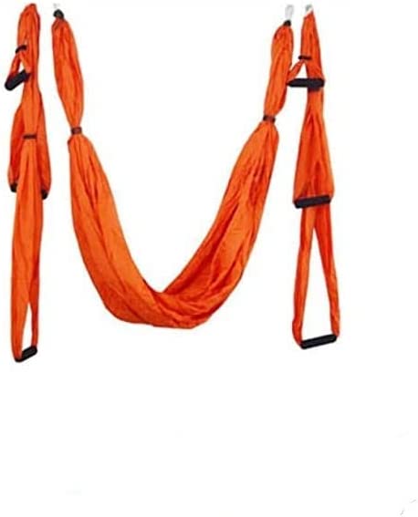 QueenLine Full Set 6 Handles Anti-Gravity Aerial Yoga Ceiling Hammock Flying Swing Trapeze Yoga Inversion Device Home Gym Hanging Belt Orange Russian Federation