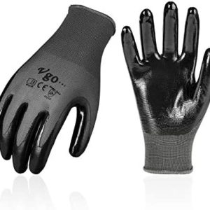 Vgo 10-Pairs Safety Work Gloves, Gardening Gloves, Non-slip Nitrile coating, Dipping Gloves (Size XL, Gray, NT2110)