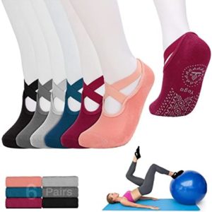 Luckit Yoga Socks with Grips for Women Non Slip Grip Socks Pilates Socks Fitness Socks Anti-Skid Socks for Yoga, Size 5~10