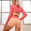 Workout Sets for Women 2 Piece Layered Cut Out Sport Bra and Warap V Waist Running Shorts Gym Yoga Clothes Tracksuit - Image 4