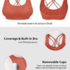 MOVINOW Sports Bra Seamless Padded Strappy Sports Bras for Women Yoga Bra Workout Removable Cups - Image 5