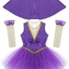 zdhoor Kids Girls Circus Trapeze Costume Halloween Party Performance Tutu Leotard Dress with Cape Arm Sleeves Set - Image 4