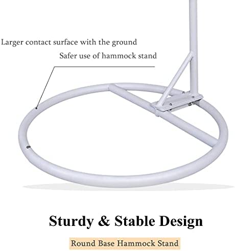 Round Base Heavy Duty Hanging Stand - Powder Coated Hammock Stand for Hammock Chair, Indoor and Outdoor (White) - Image 5