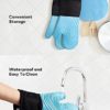Silicone Oven Mitts and Extra Long Pot Holders Set-TREBLEWIND Oven Gloves Heat Resistant to 500℉,Kitchen Cooking Gloves Non-Slip Grip Textured Silicon Mitt,Light Blue - Image 8