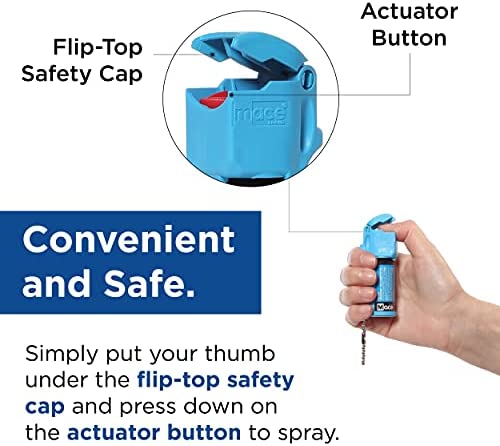 Mace Brand Pocket Pepper Spray (Neon Blue) – Accurate 10’ Powerful Pepper Spray with Flip Top Safety Cap, Leaves UV Dye on Skin – Great for Self-Defense - Image 5