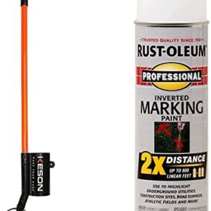 Keson PA35 Paint Marking Wand, Black & Rust-Oleum 266593 Professional 2X Distance Inverted Marking Spray Paint, 15 oz, White