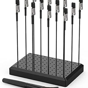 Painting Stand Base Holder and 12PCS Alligator Clip Sticks Set (with Durable Rubber Tips) Modeling Tools for Airbrush Spray, for Gundam Hobby Model Parts Assemble, for DIY Card Photo Memo…
