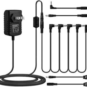 MIMIDI Guitar Pedal Power Supply Adapter 9V DC 1A(1000mA) with 5 Way Daisy Chain Cables for Guitar Effect Pedals (5-Way Output) …