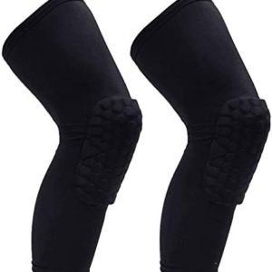 PISIQI Knee Compression Pads Long Leg Sleeve Brace Protection for Basketball, Football & Volleyball (2 Sleeves)