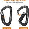 Favofit UIAA Certified Climbing Carabiners, 3 Pack, 25KN (5620 lbs) Heavy Duty Large Locking Carabiner Clips for Rock/Ice Climbing Rappelling Rescue Swing etc, Black - Image 8