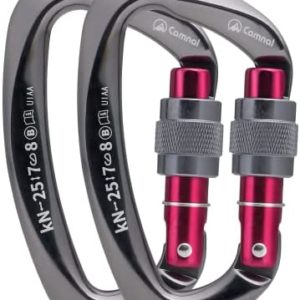 CAMNAL Heavy Duty Carabiner UIAA Certified Locking Carabiner 25KN (About 5620 lbs) Screw Lock Carabiner D Shape Carabiner Clip for Rock Climbing, Mountaineer, Aerial Work