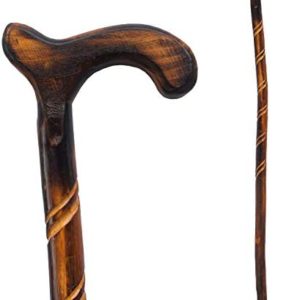 RMS Wood Cane - 36 Inches Natural Wood Walking Stick - Handcrafted Wooden Offset Cane for Men or Women (Spiral)