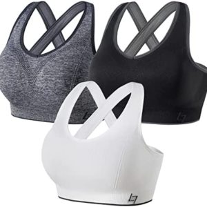 FITTIN Cross Back Sports Bras for Women - Seamless Sports Bra with Removable Padded for Yoga Gym Workout