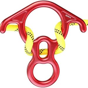 Bassizo 50KN Figure 8 Descender Rescue Figure with Bent Ears Belay Device Gear Equipment for Ring Rope Belaying Rappelling Rock Mountain Tree Climbing Training Outdoor Aerial Yoga