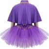 zdhoor Kids Girls Circus Trapeze Costume Halloween Party Performance Tutu Leotard Dress with Cape Arm Sleeves Set - Image 3