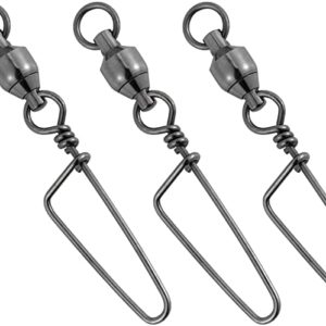 Dr.Fish 20 Pack Fishing Snap Swivels, Ball Bearing Swivels with Stainless Steel Coastlock Snap, Corrosion Resistant Black Nickel Coating, High Strength 26Lb to 503Lb, Saltwater Swivels Fishing Tackle…