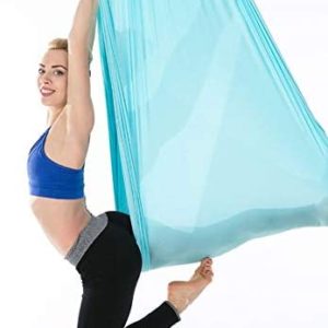 Aerial Yoga Hammock 2.8M Aerial Pilates Yoga Swing Set, Antigravity Yoga Inversion Exercises, Improved Flexibility & Core Strength - Extension Straps(Sky Blue)