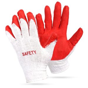 SAFETY Non-Slip 100 Pairs Red Latex Construction Multi-Purpose Work Gloves - Nitrile Dipped and Rubber Palm Coated for a Firm Grip- Heavy Duty Premium Garden Gloves