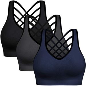 Padded Strappy Sports Bras for Women - Activewear Tops for Yoga Running Fitness Pack of 3