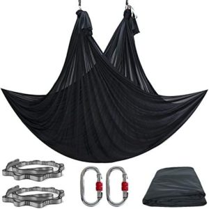 PRIOR FITNESS 5M Aerial Yoga Hammock Yoga Swing Set Premium Nylon Aerial Silk Fabric Yoga Strap Accessory with Carabiner, Daisy Chain for Bodybuilding,Workout, Indoor, Outdoor