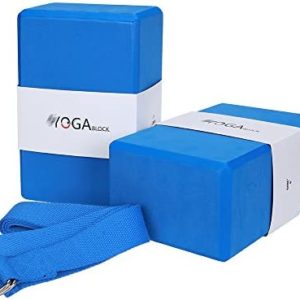 JBM Yoga Blocks 2 Pack with Strap, Cork Yoga Block 2 Pack EVA Foam Yoga Block Set of 2 Yoga Block with Strap, Yoga Bricks with Strap, Yoga Block Yoga Brick Yoga Cube Stretch Blocks Stretching Blocks