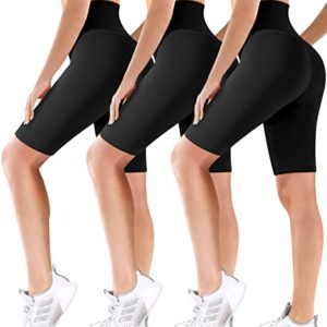 COOLOVER 3 Pack Biker Shorts for Women-8" Buttery Soft High Waisted Tummy Control Biker Shorts for Workout Running Athletic