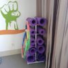 Extra Large Capacity Floor Yoga Mat Rack Stand, Metal Double-Sided Vertical Foam Roller and Towel Rack, Fitness Room/Gym 5 Tier Yoga Mat Storage Organizer (Color : White) - Image 3