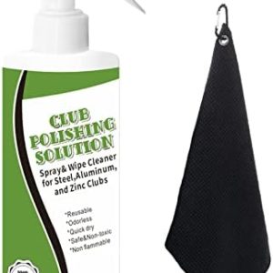 FINGER TEN Golf Club Cleaner Spray Bottle Polish Cleaning Solution Polishing Kit, Iron Wood Grip Cleaner Rust Remover with Towel