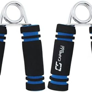 Capelli Sport Hand Grips, Finger Exerciser with Foam Padded Handles, Medium/Heavy Tension, Black, Pack of 2