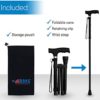 RMS Folding Cane - Foldable, Adjustable, Lightweight Aluminum Offset Walking Cane - Collapsible Walking Stick with Ergonomic Derby Handle - Ideal Daily Living Aid for Limited Mobility (Black) - Image 2