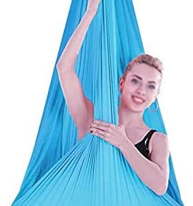 Sensory Therapy Swing Aerial Yoga Hammock with 200kg Indoor Outdoor for Antigravity Yoga Inversion Exercises Improved Flexibility & Core Strength (Color : Blue, Size : 150x280cm)