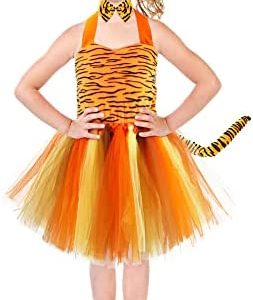 4 Pcs Animal Costume for Halloween Kids Party Costume Set Includes Tutu Headband Ears Bow Tie and Tail for Cosplay