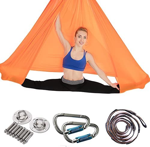 QueenLine Latest 4m Elastic Aerial Yoga Hammock Swing Anti-Gravity Flying Yoga Inversion Belts for Pilates Training Body Shaping Full Set Burgundy - Image 5