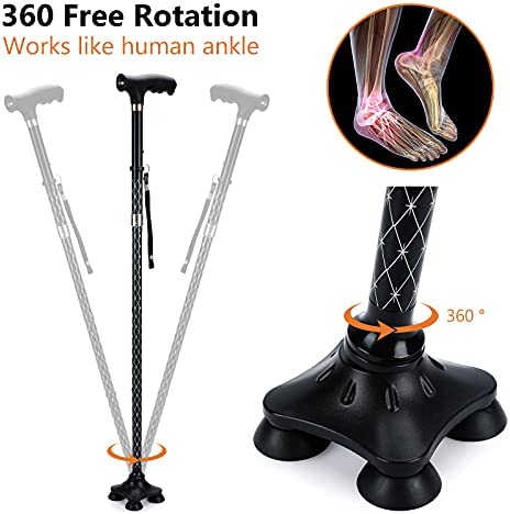 KAKICLAY Folding Walking Cane with LED Light for Men & Women, Foldable Adjustable Lightweight Aluminum Walking Stick Balancing Mobility Aid Cane - Image 4