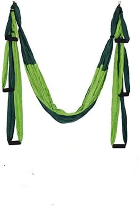 QueenLine Full Set 6 Handles Anti-Gravity Aerial Yoga Ceiling Hammock Flying Swing Trapeze Yoga Inversion Device Home Gym Hanging Belt Green and Atrovirens China