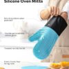 Silicone Oven Mitts and Extra Long Pot Holders Set-TREBLEWIND Oven Gloves Heat Resistant to 500℉,Kitchen Cooking Gloves Non-Slip Grip Textured Silicon Mitt,Light Blue - Image 5