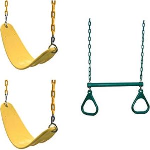Swing-N-Slide WS 5104 Two Extreme Duty Yellow Swing Seats with a Heavy Duty Ring/Trapeze Combo Swing Swing Set Refresher Bundle, Yellow