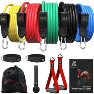 BOB AND BRAD Resistance Bands, Resistance Bands Set for Workout Stackable Up to 125-150 lbs, Exercise Bands with Door Anchor, Ankle Straps, Handles and Carry Case for Strength, Yoga, Gym for Men and Women