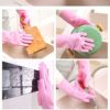 Senbor UOJO Reusable Household Cleaning Gloves and Non-Slip Grip Reusable Unlined Dishwashing Gloves Cleaning Brush (Pink-Brush), Red - Image 4