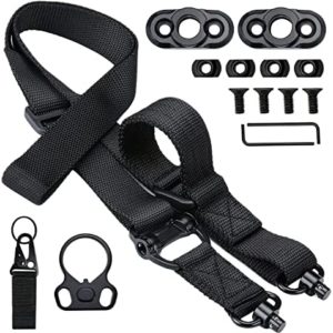 Rifle Sling Two Point Sling with Quick Release Push Button QD Sling Swivels 2 Packs QD Sling Mounts for Mlok Rifle Strap with Fast Adjust Thumb Loop