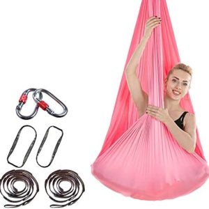 ZHF Aerial Yoga Hammock Silk Yoga Swing for Anti-Gravity Yoga Improves Yoga Handstand Flexibility and Core Strength Safety Tested Including Resistance Band and Safety Buckle