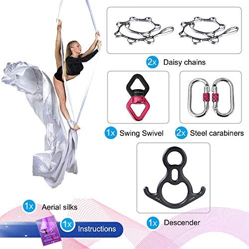 SAIVEN 10m Aerial Silks Equipment - Premium Yoga Swing Set, Aerial Yoga Hammock kit, Yoga Starter Kit, Aerial Dance Equipment(L: 10m x W: 2.8m) - Image 5