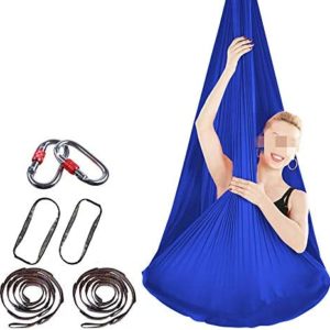 ROBDAE Aerial Yoga Swing Air Yoga Hammock Indoor Silk Anti-Gravity Yoga Free Knotted with Buckle and Rope for Air Yoga Inversion Exercises (Color : Dark Green, Size : 400x280cm)