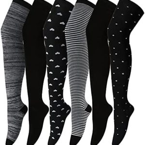 Gaoport 6 Pairs Womens Over Knee Thigh High Socks Warm Long Stockings Boot Leg Warmer for Women Girls Daily Wear Cosplay