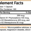 Vitamin K Triple Play (Vitamin K2 MK7 / Vitamin K2 MK4 / Vitamin K1) Full Spectrum Complex Vitamin K Supplement, 180 Capsules - Image 8