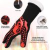 BBQ Gloves 1472℉ Extreme Heat Resistant Protective Cooking Gloves with Silicone Non-Slip Grip for BBQ Cooking/Baking/Smoker/Fireplace/Fire Pit/ Size Medium - Color is Red (Medium, Red) - Image 3