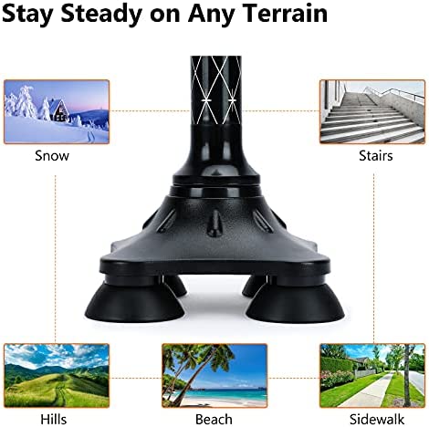 KAKICLAY Folding Walking Cane with LED Light for Men & Women, Foldable Adjustable Lightweight Aluminum Walking Stick Balancing Mobility Aid Cane - Image 7