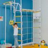 Fitness Kid Transformer Indoor Home Gym, Swedish Wall Playground Set for School and Kids Room with Hanging Ladder, Climbing Rope, Horizontal Bars, Chin up bar with The Grips, Gymnastics Rings - Image 7